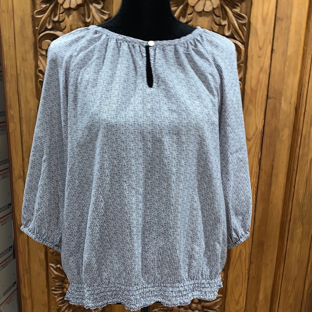 EUC LL bean small silk peasant blouse